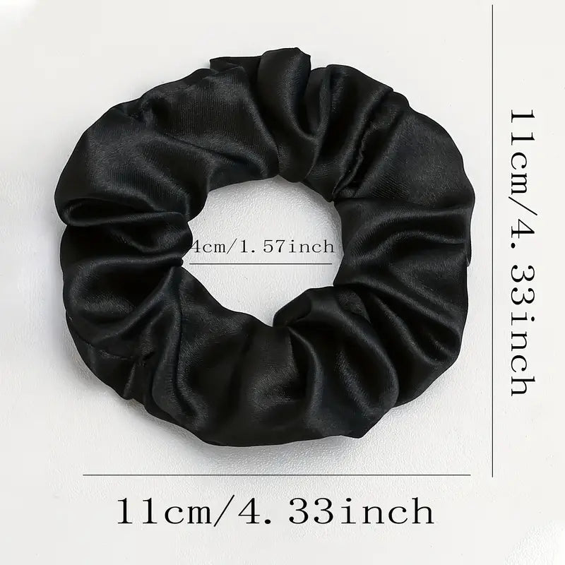 Satin Scrunchies 4pk - Black