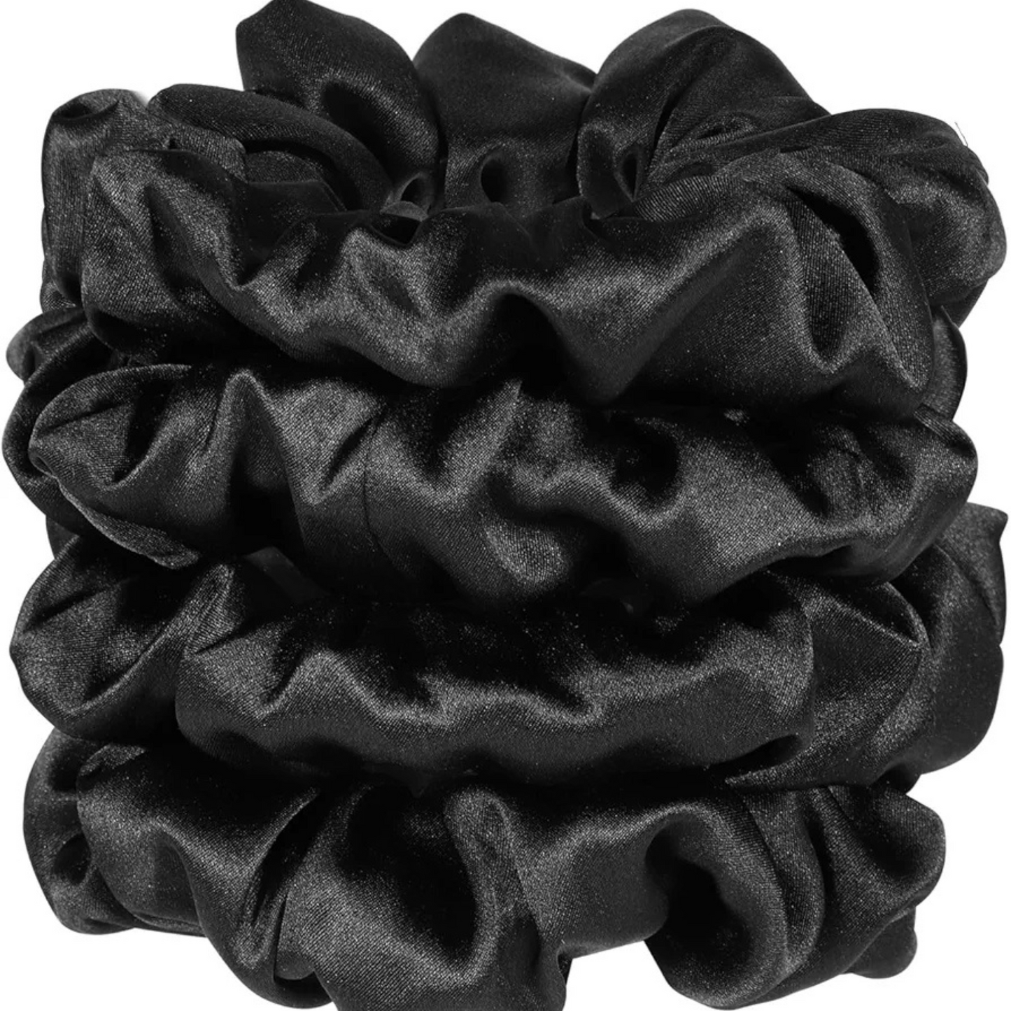 Satin Scrunchies 4pk - Black